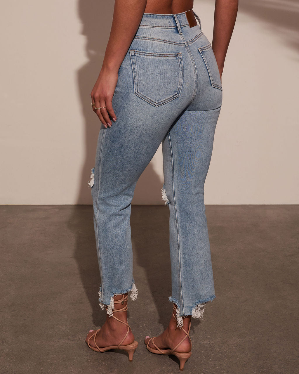 Cosmia Super Stretch High Rise Slim Leg Distressed Jeans