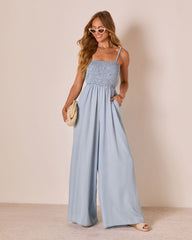 Kerra Wide Leg Chambray Jumpsuit
