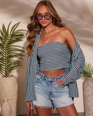 Deep End Contrast Stripe Tube Top