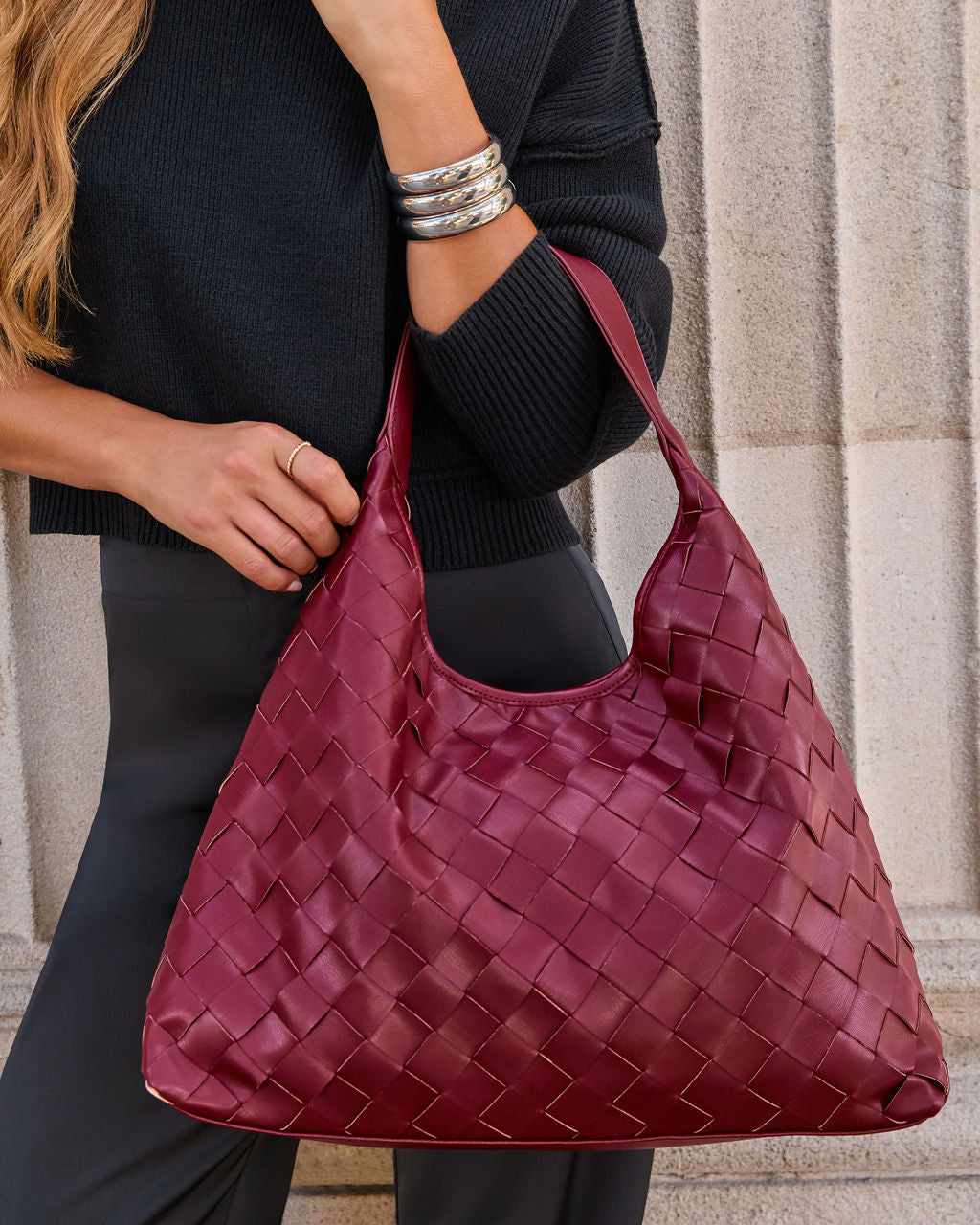 Ramina Woven Leather Shoulder Bag