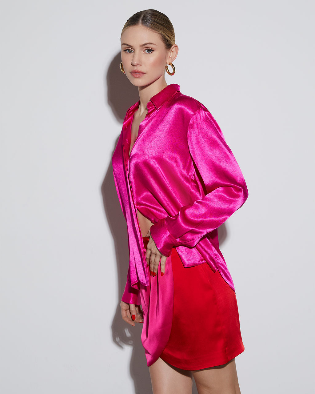 Marcos Satin Button Down Top