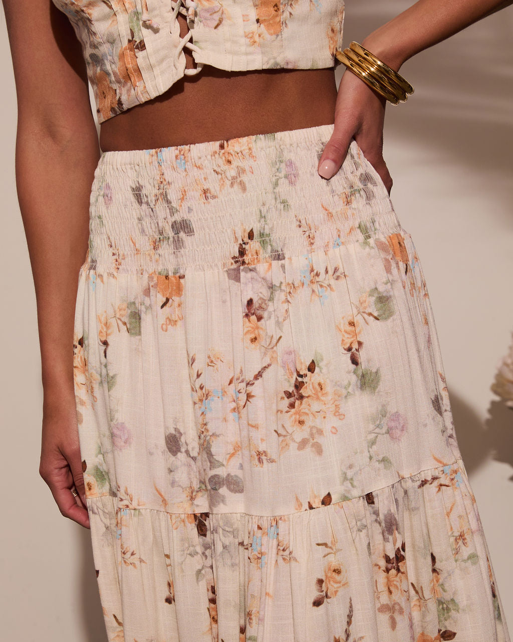 Sightseer Tiered Floral Maxi Skirt