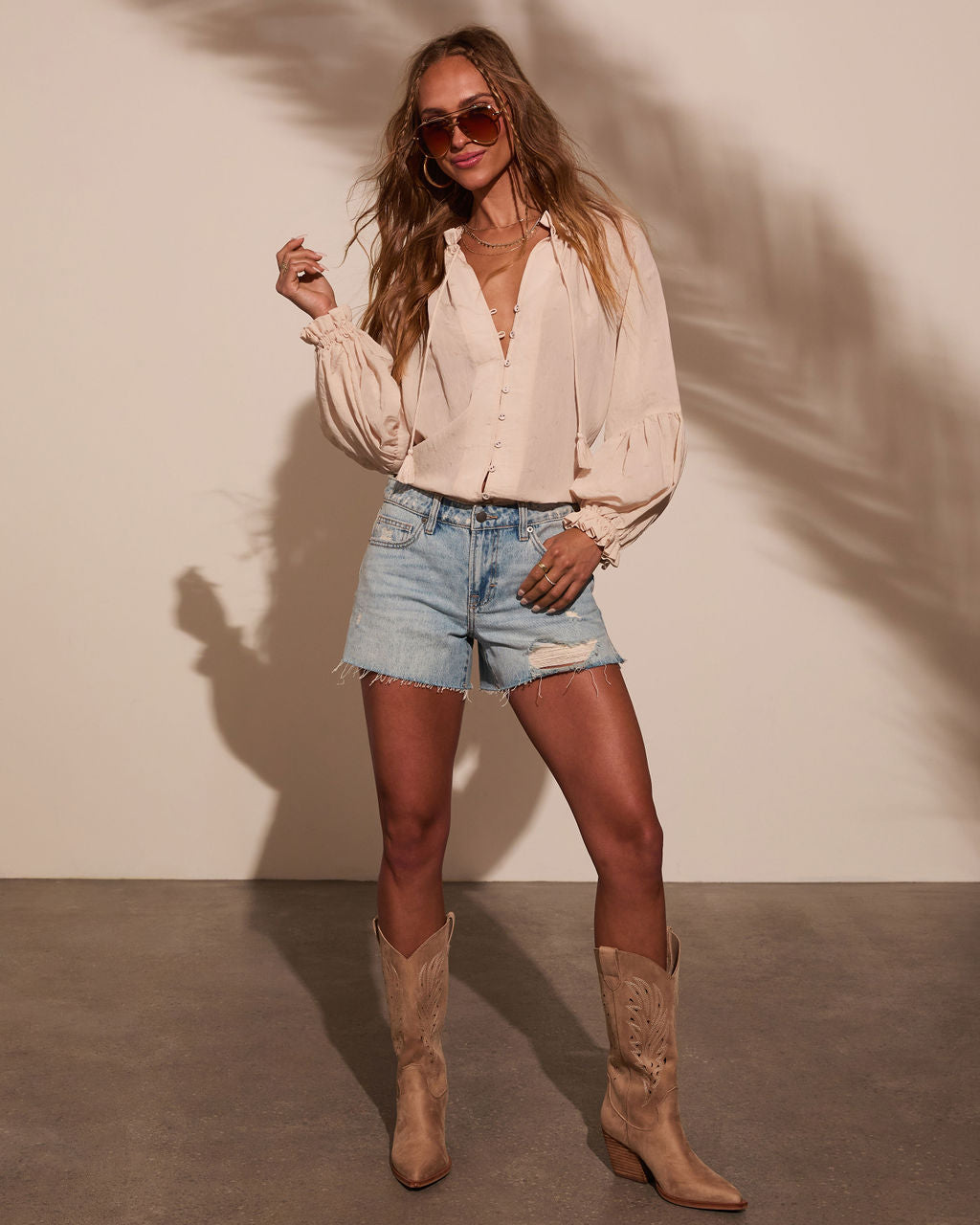 Armen Tassel Tie Peasant Top