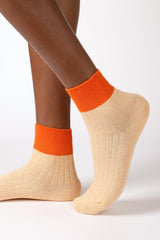 Peach and orange candy colourblock socks