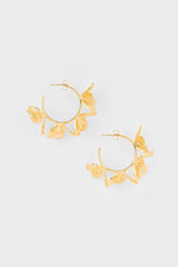 Gold ring of flowers hoop earrings