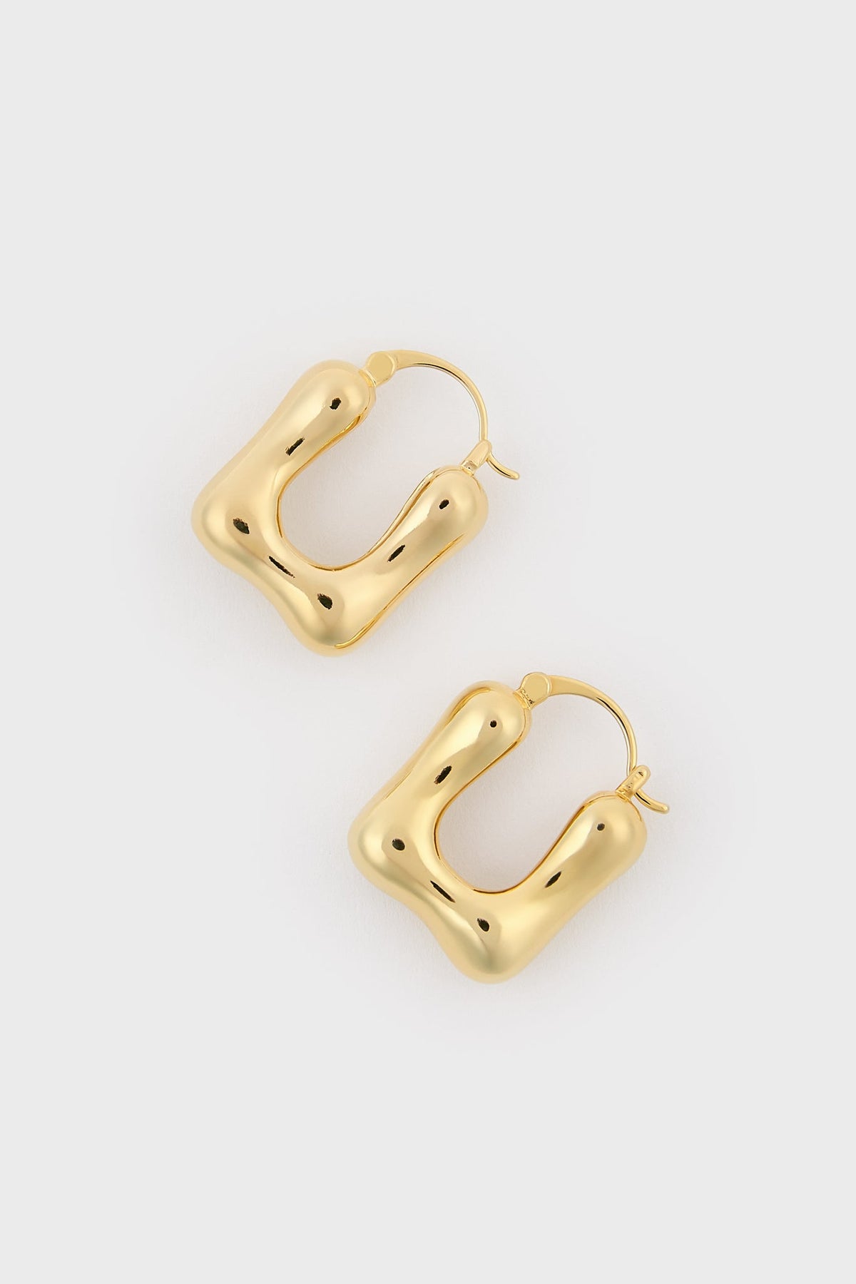 Gold rounded square mini hoop earrings