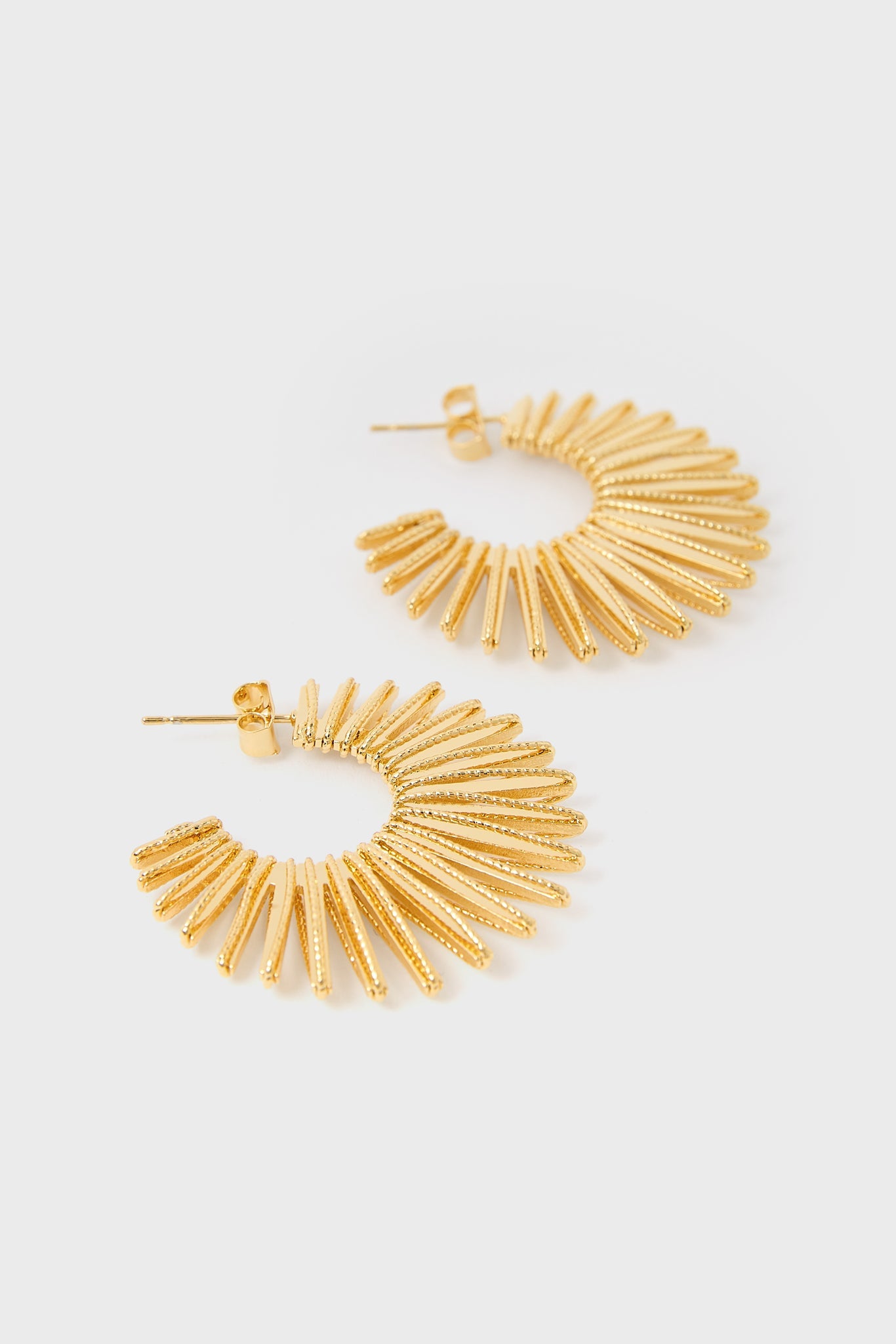 Gold thin starbust hoop earrings