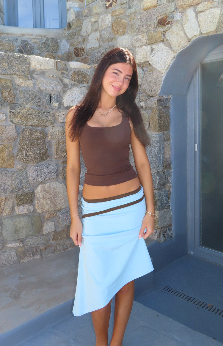 Prue Brown Scoop Neck Tank Top
