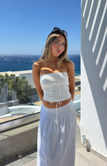 Jordy White Side Tie Maxi Skirt
