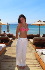 Alamara White Floral Detail Wide Leg Pants