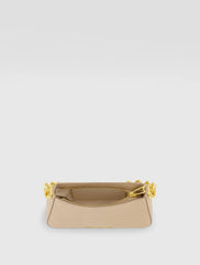 Beige Small Gold Strap Nappa Leather Shoulder Bag