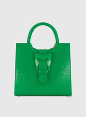 Buckled Medium Croco Leather Tote Bag with Detachable Strap