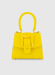 Buckled Mini Croco Leather Handbag with Detachable Strap
