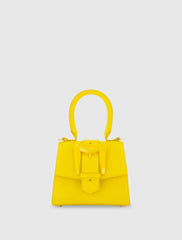 Buckled Mini Croco Leather Handbag with Detachable Strap