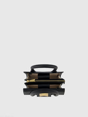 Black Small Leather Tote Bag With Gold Hardware - FINAL SALE