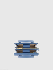 Blue Small Leather Tote Bag With Gold Hardware - FINAL SALE