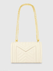 White Quilted Napa Leather Handbag With Gold Chain - FINAL SALE