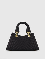 Black Quilted Napa Leather Angular Handbag