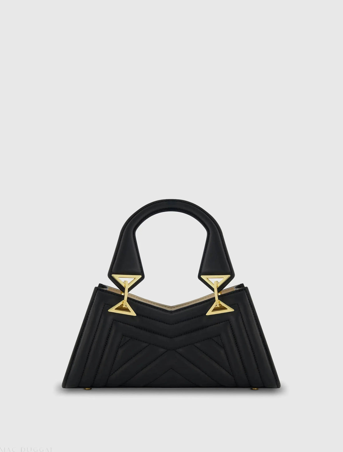 Black Angular Quilted Napa Leather Handbag