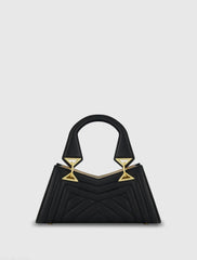 Black Angular Quilted Napa Leather Handbag