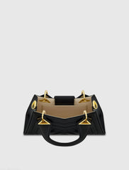 Black Angular Quilted Napa Leather Handbag