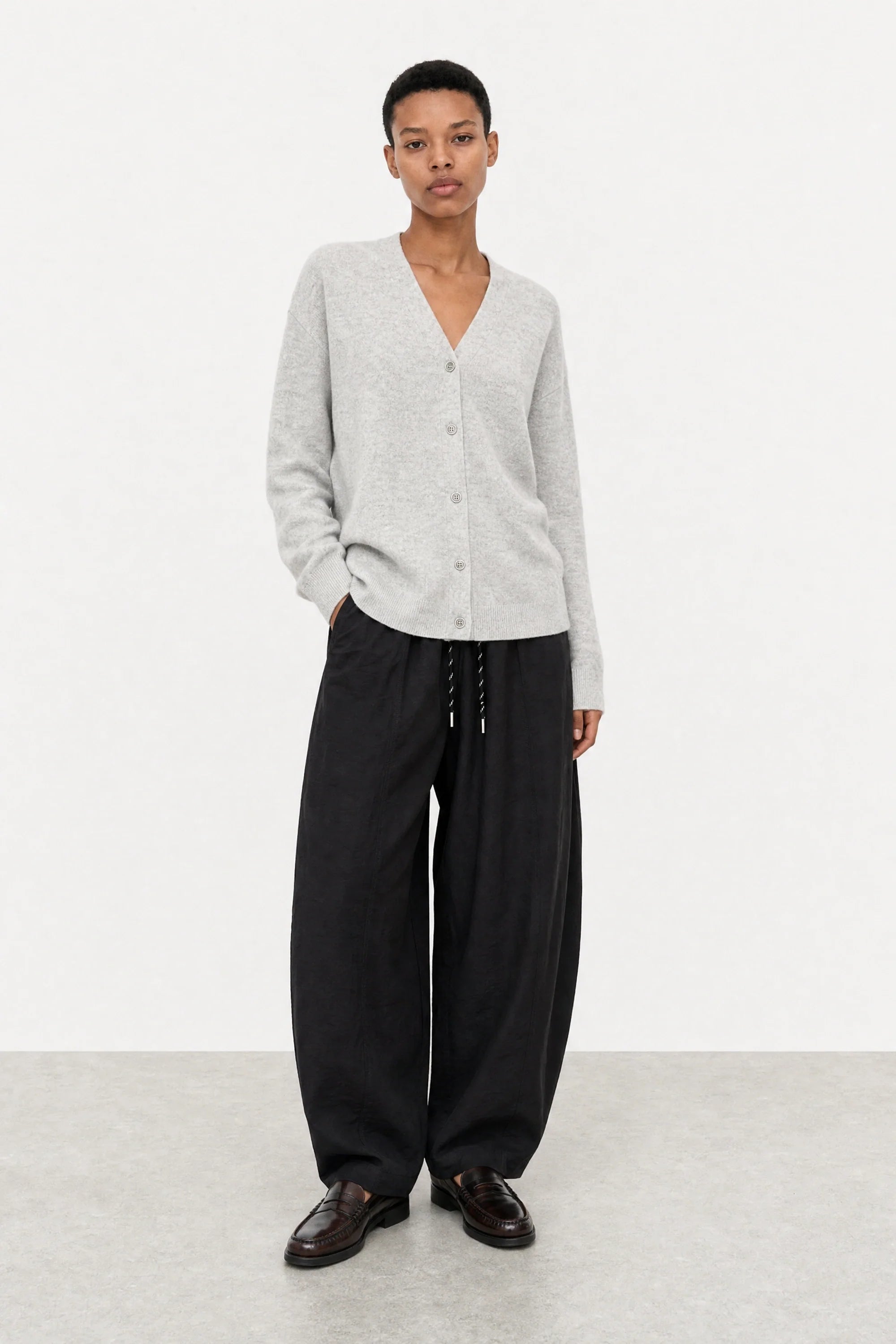 Heather grey bamboo blend boyfriend cardigan
