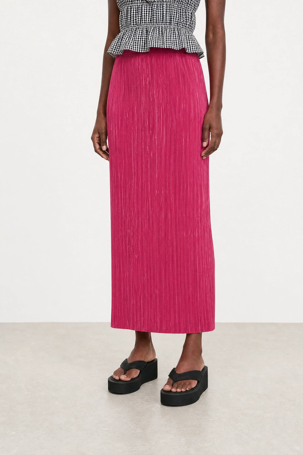 Hot pink ribbed skirt