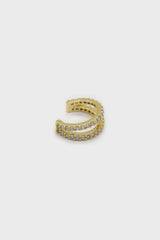 Gold pave double tier ear cuff - 8mm