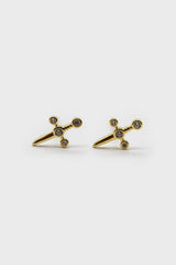 Gold diamante dagger stud earrings