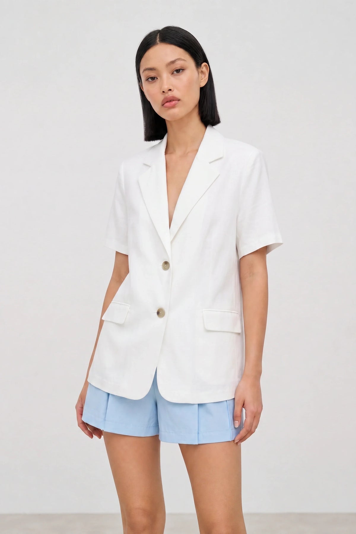 Ivory short sleeved boxy blazer
