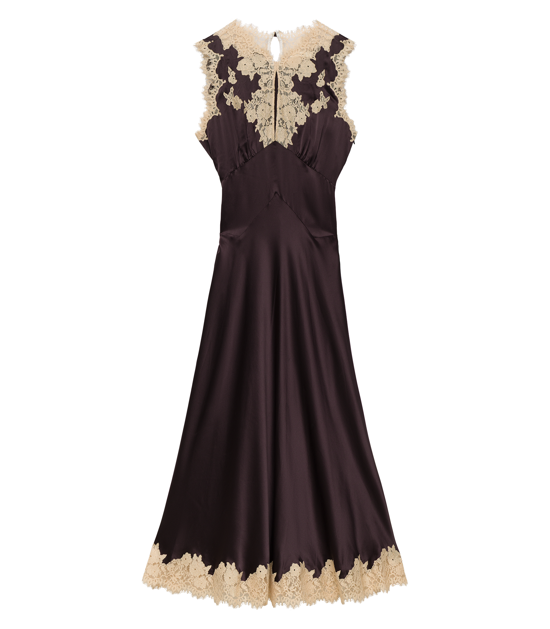 JULITTA DRESS -- EQUESTRIAN BROWN WITH CREAM LACE