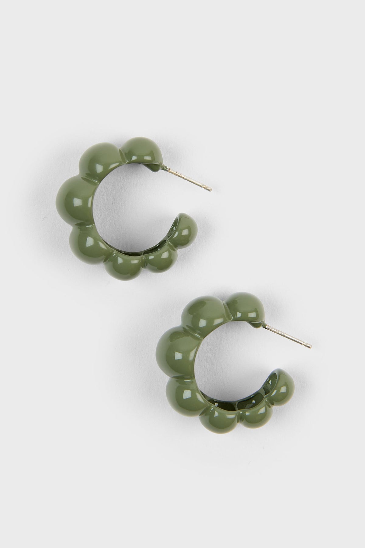 Khaki enamel bubble hoop earrings