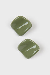 Khaki organic square earrings