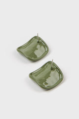Khaki organic square earrings