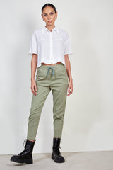 Khaki loose fit drawstring trousers
