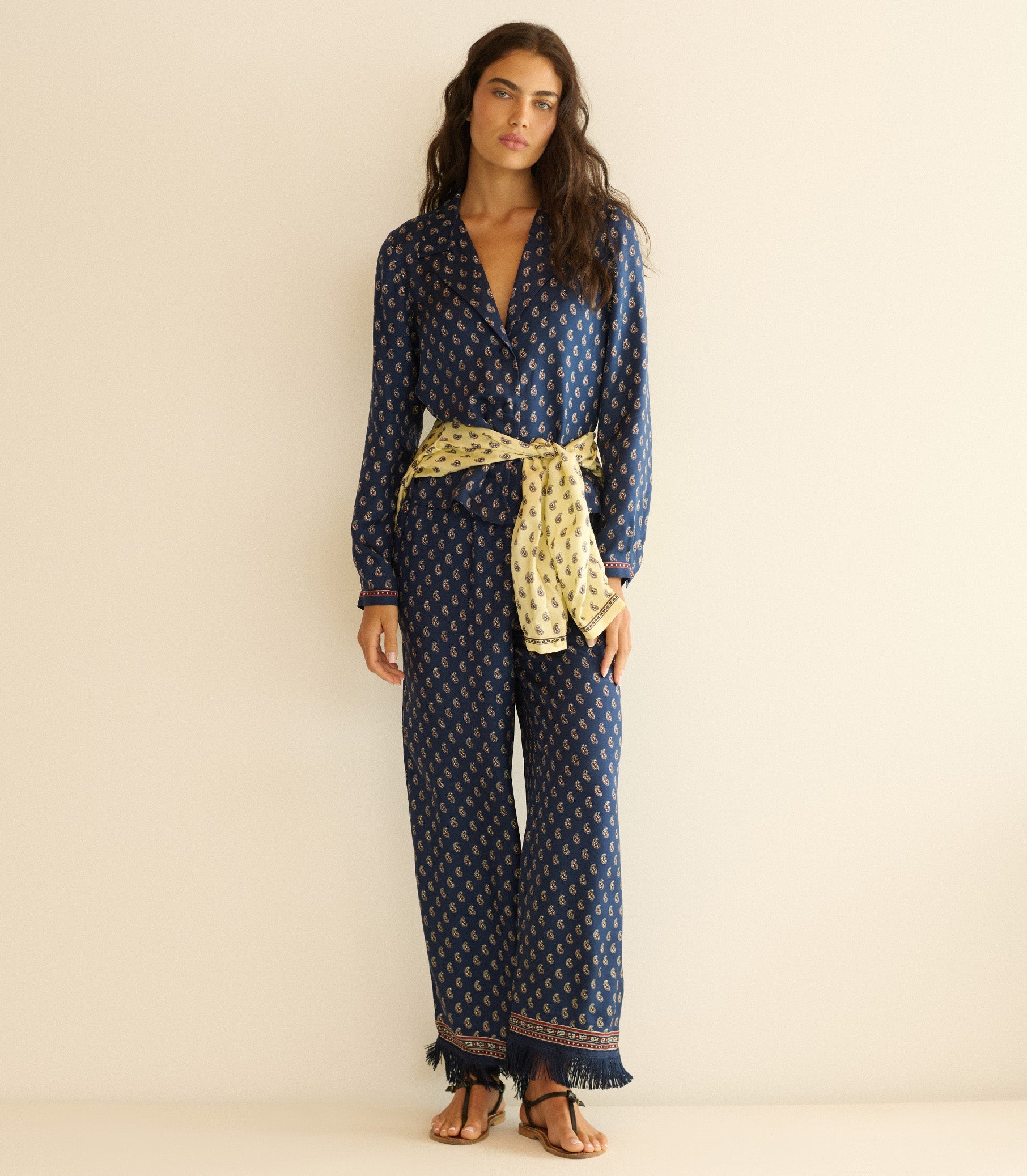 LAVON FRINGE PANT -- BLEU TAORMINA PAISLEY