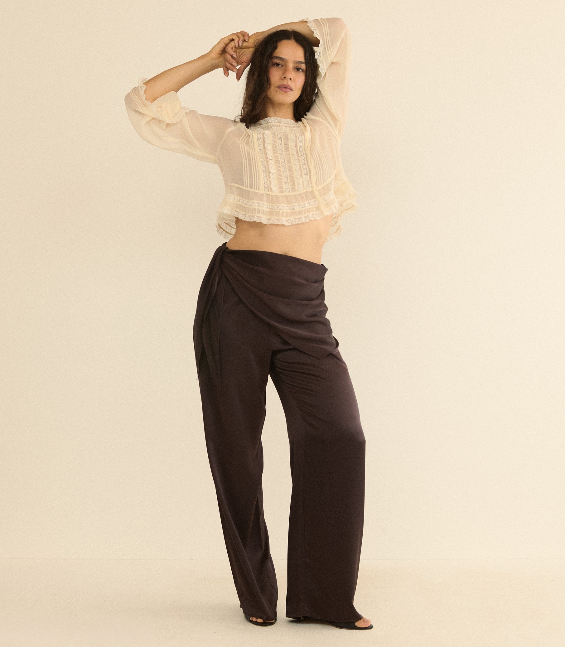 LAVONA SCARF PANT -- EQUESTRIAN BROWN