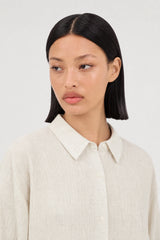 Light beige gauzy linen blend shirt
