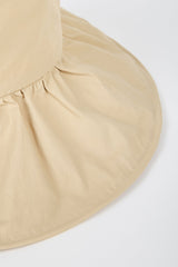 Light beige ruched wide brim bucket hat