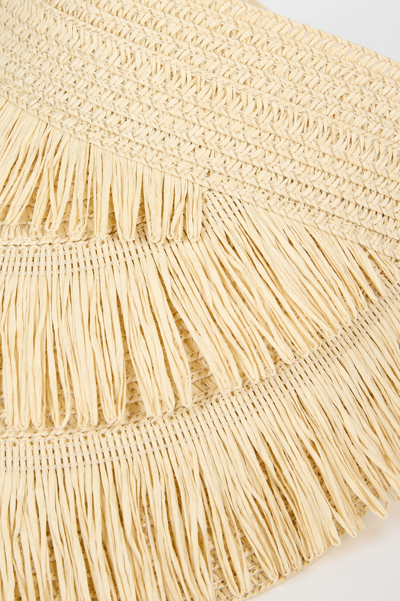 Light beige tiered straw sun visor