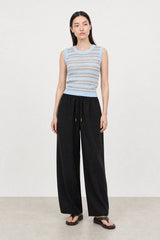 Light blue and brown lined stripe knit vest