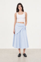 Light blue wrap waist skirt