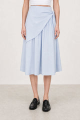 Light blue wrap waist skirt
