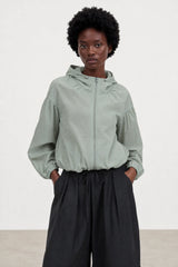 Light grey box textured hooded windbreaker