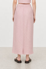 Light pink and white gingham lettuce trim pencil skirt