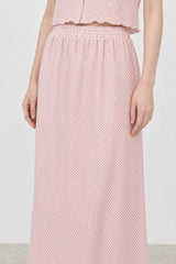 Light pink and white gingham lettuce trim pencil skirt