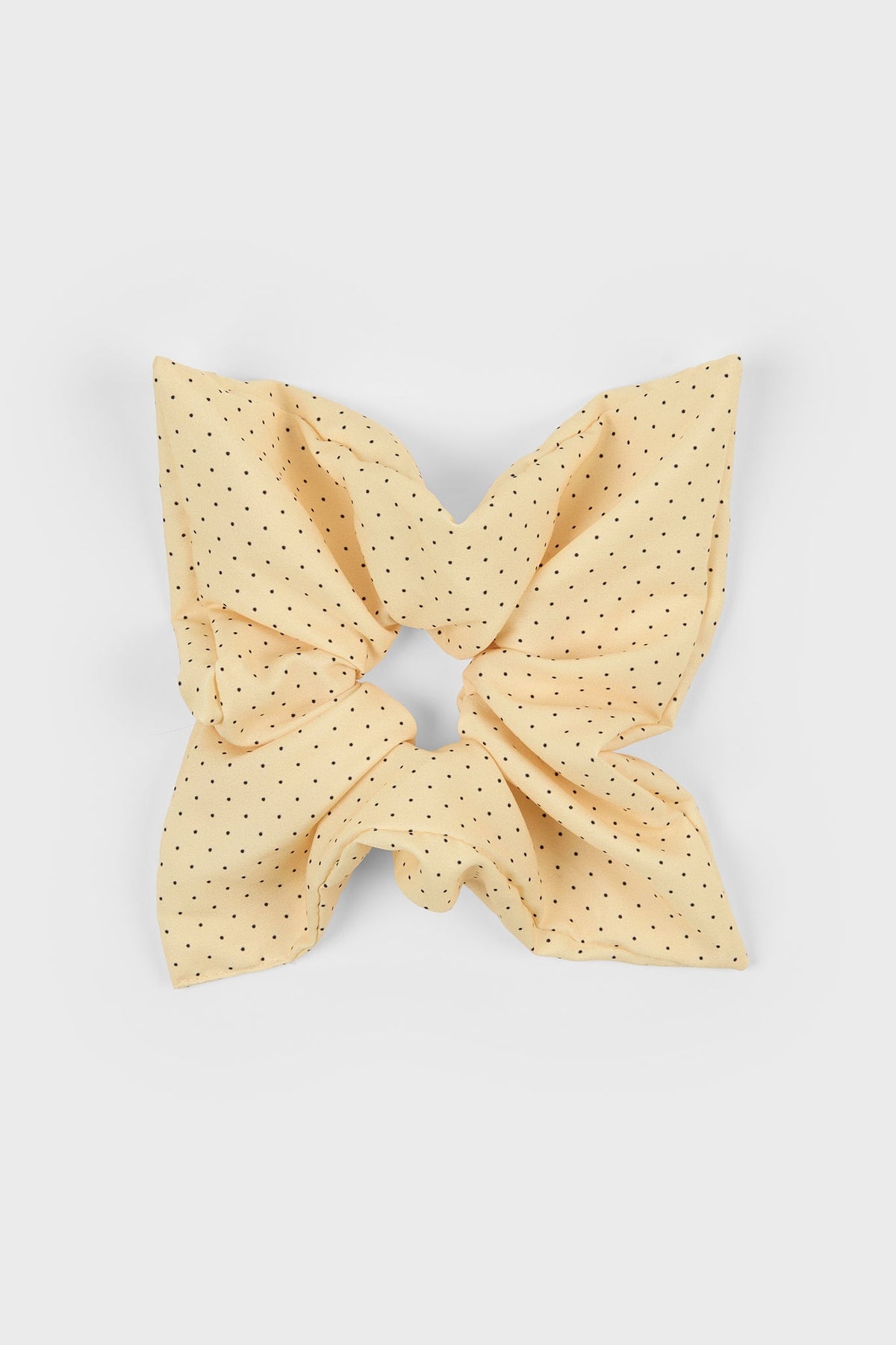 Light yellow tiny polka dot square scrunchie