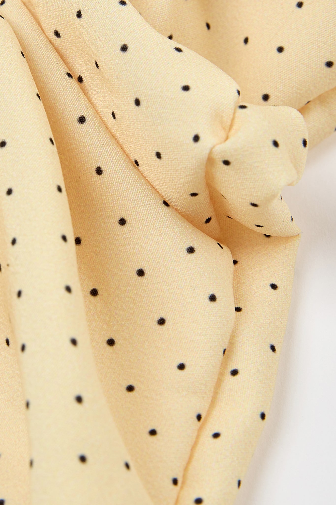 Light yellow tiny polka dot square scrunchie