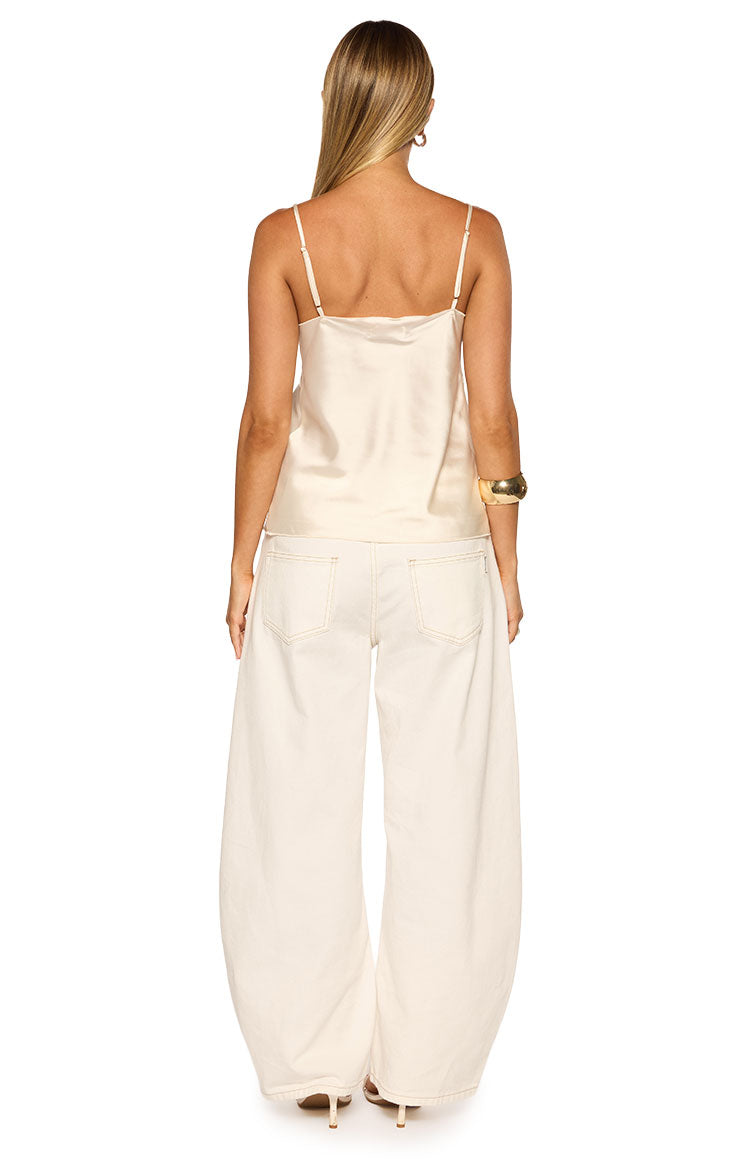Marci Cream Satin Lace Cami Top