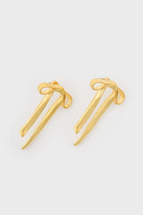 Matte gold ribbon drop earrings